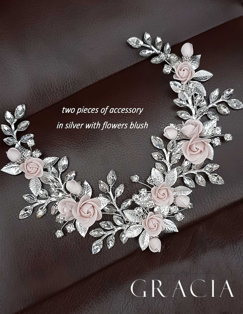 Blush Bridal Hair Piece Blush Flower Hair Clip Blush Wedding Etsy