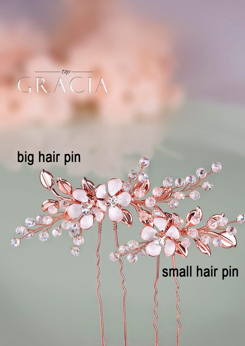 Rose Gold Bridal Hair Pins Rose Gold Wedding Hair Accessory Etsy