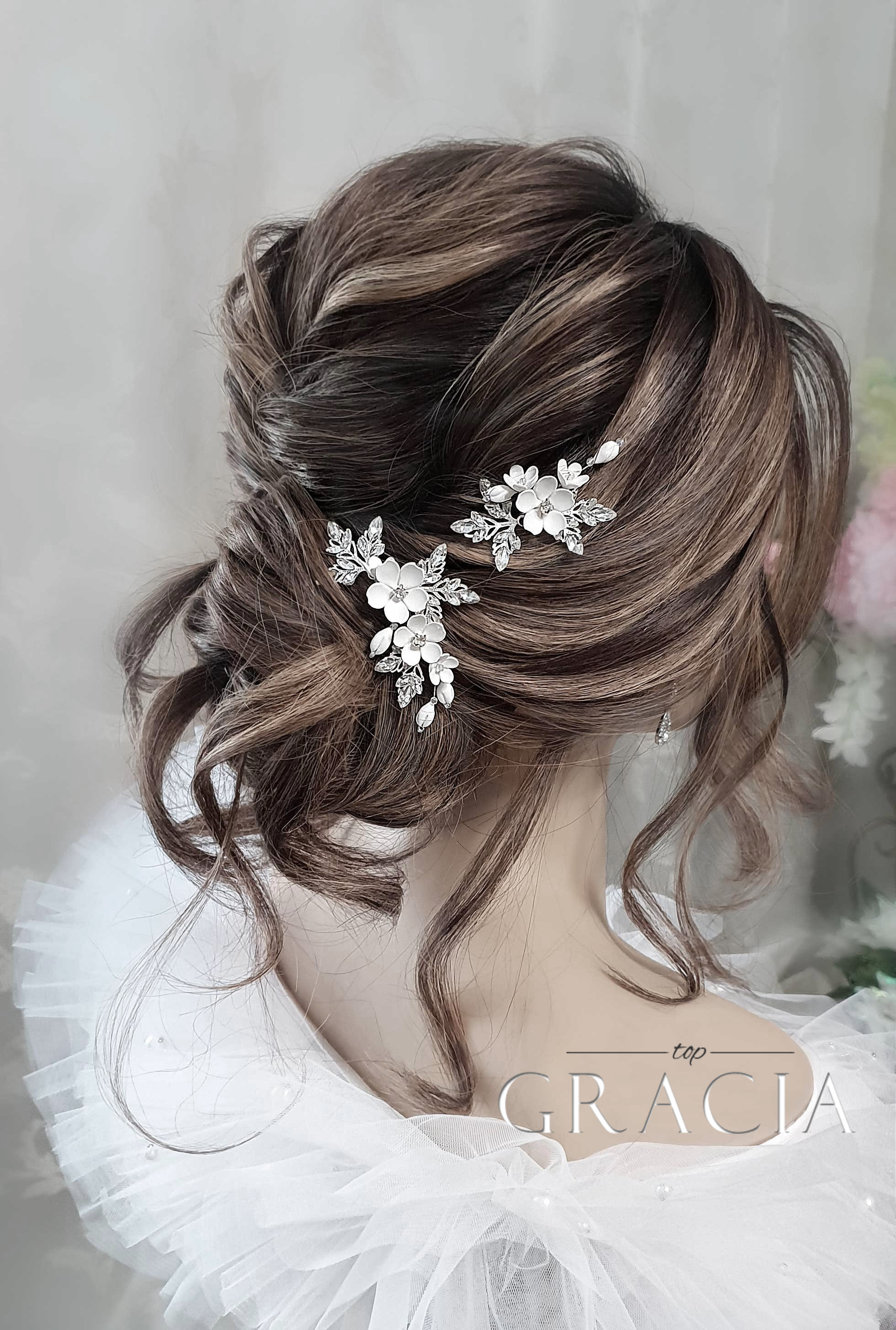 Ivory Bridal Hair Pins White Bridal Flower Hair Pins Ivory Etsy