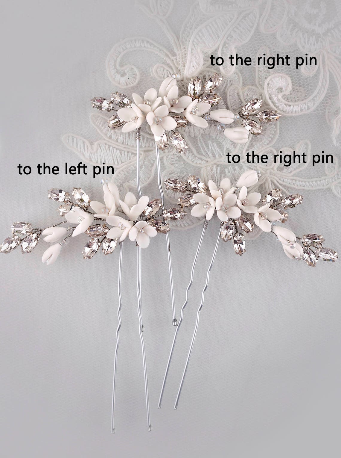 Ivory bridal hair pins White bridal flower hair pins Ivory Etsy