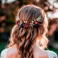 Burgundy Navy Blue flower comb Burgundy wedding Maroon Flower veil comb Burgundy Hair Comb Burgundy hair accessories Marsala Bridal Hair
