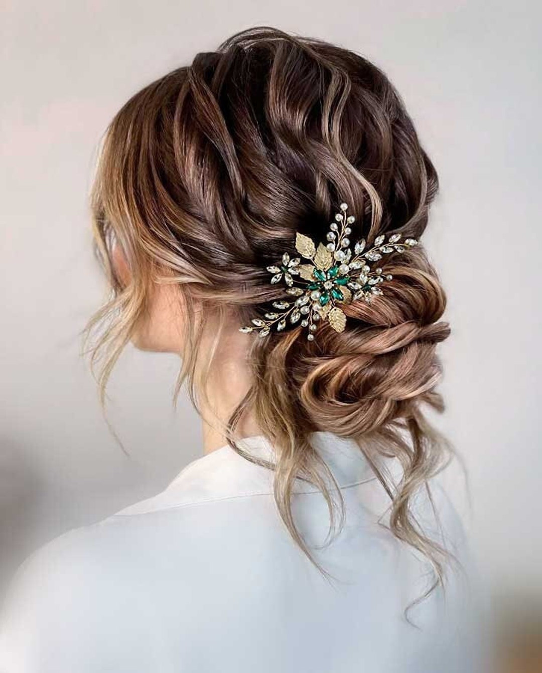 Emerald Bridal Hair Comb Green Crystal Hair Comb Green Rhinestone Hair