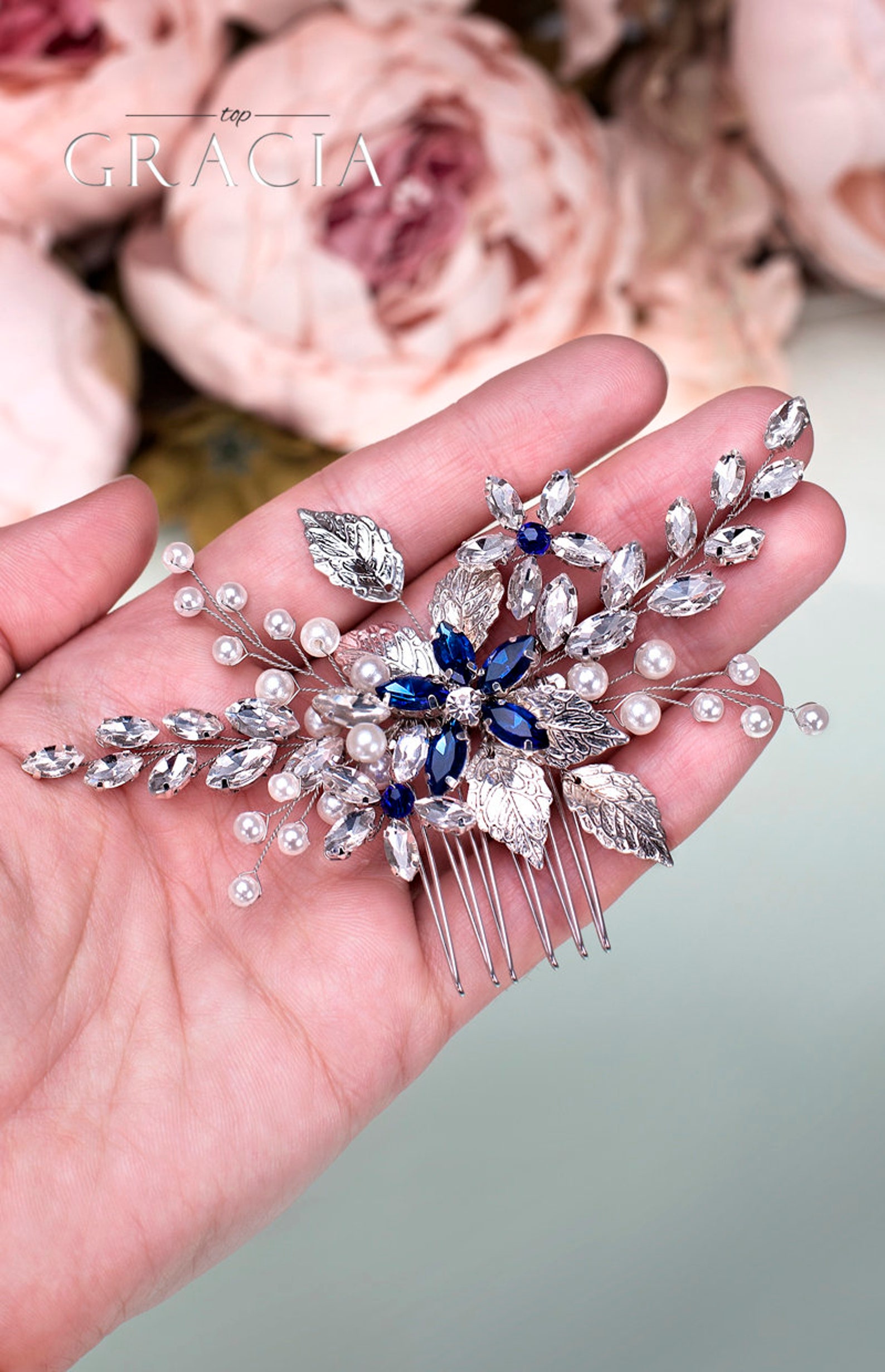 Blue Bridal Hair Comb Something Blue Hair Comb Sapphire Blue Etsy Canada