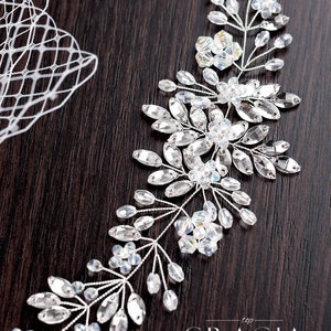 Wedding hair accessories Bridal hair piece Wedding headband Crystal hairpiece Rhinestone headpiece Bridal Hair Jewelry Bridal Headband Vine image 3