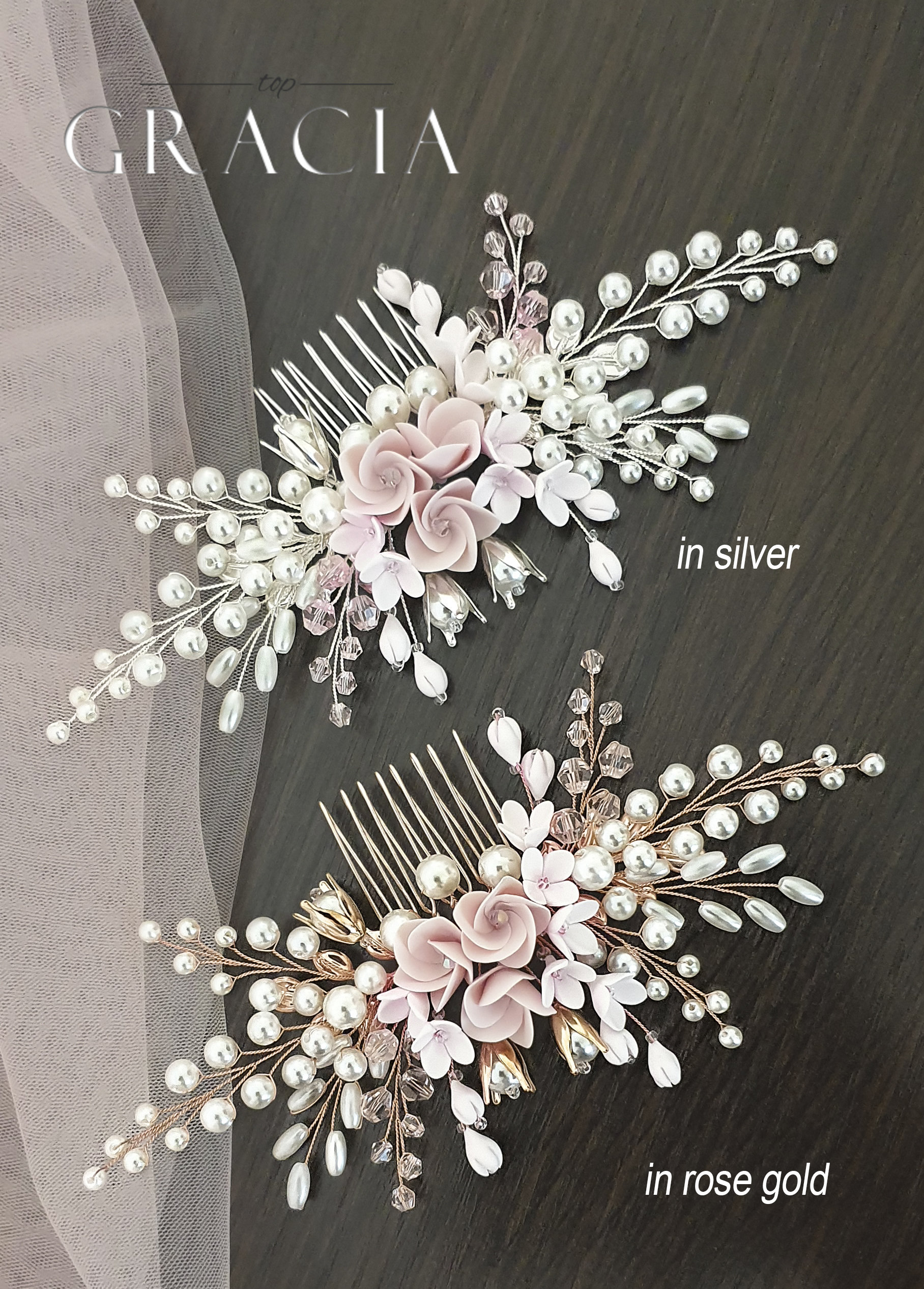 Blush Wedding Veil and Headpiece Blush Wedding Veil Fingertip Etsy