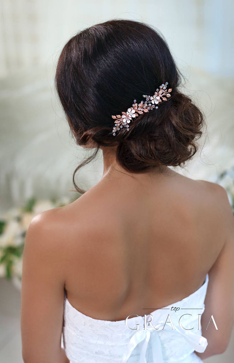 Rose Gold Bridal Hair Pins Rose Gold Wedding Hair Accessory Etsy