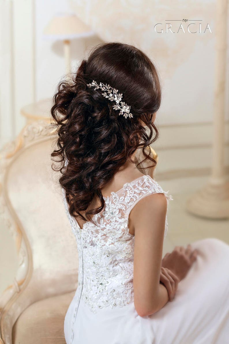 Bridal hairpiece Crystal hair comb Wedding headpiece Crystal hair piece Floral Bridal Hair Comb Flower Hair Comb Rhinestone headpiece image 5