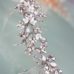 Bridal hairpiece Crystal hair comb Wedding headpiece Crystal hair piece Floral Bridal Hair Comb Flower Hair Comb Rhinestone headpiece image 2