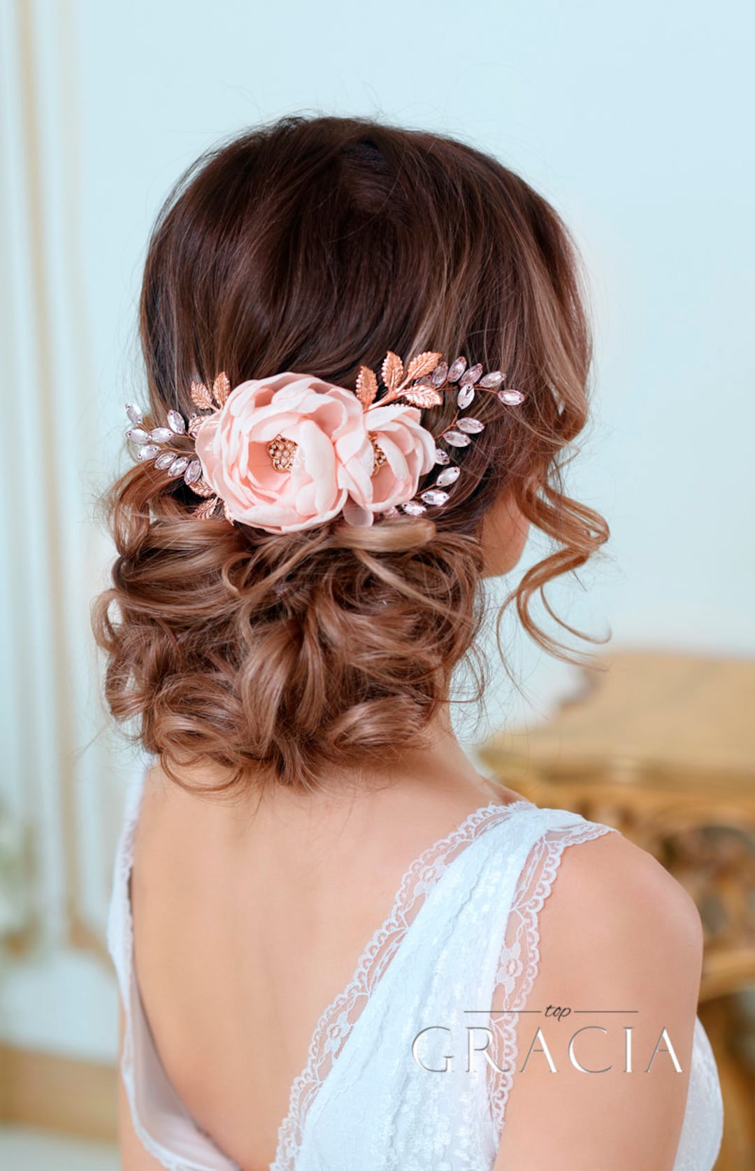Blush Bridal Hair Flower Hairpiece Floral Bridal Hair Clip Blush