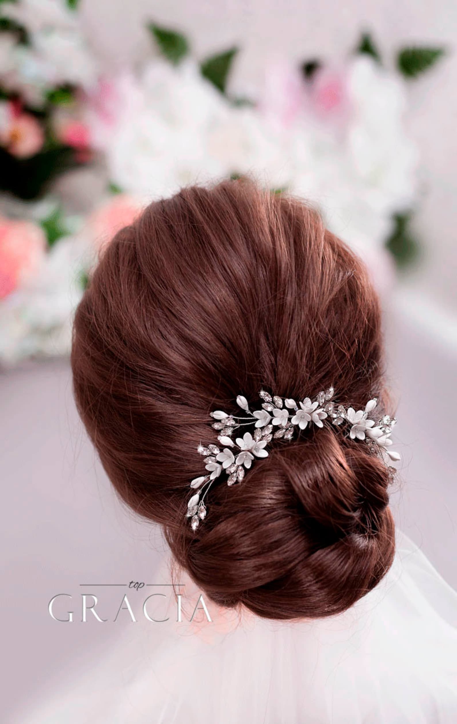 Ivory bridal hair pins White bridal flower hair pins Ivory Etsy