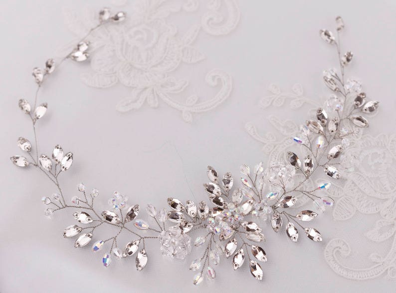 Wedding hair accessories Bridal hair piece Wedding headband Crystal hairpiece Rhinestone headpiece Bridal Hair Jewelry Bridal Headband Vine image 7