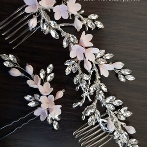 Bridal hairpiece Crystal hair comb Wedding headpiece Crystal hair piece Floral Bridal Hair Comb Flower Hair Comb Rhinestone headpiece image 6