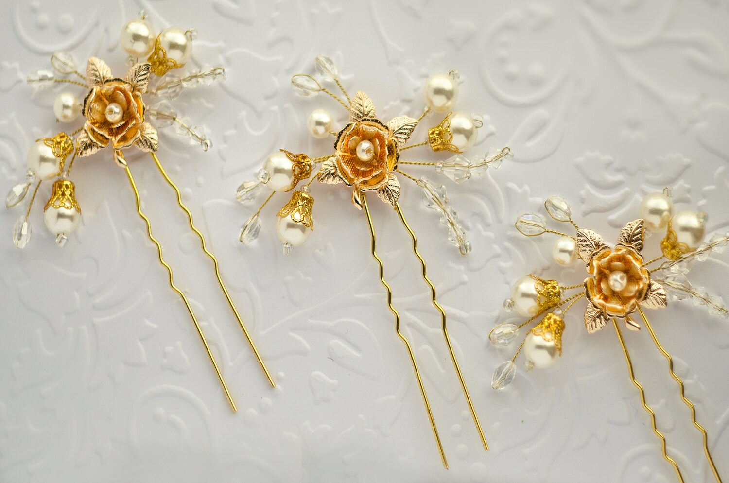 Bridal hair pins Pearl hair pins Wedding bobby pins Crystal Etsy