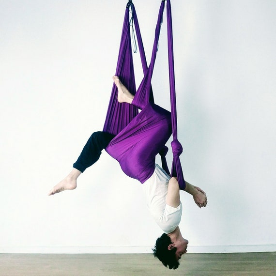 Aerial Yoga Slim Woman Poses Hammock Fitness Pilates Dance Exercises Stock  Photo by ©Nomadsoul1 473466990