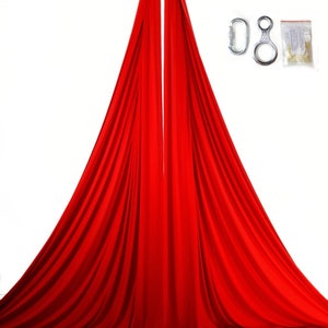 Kit Tissus aériens au mètre avec huit simples et mousqueton Fabriqué en Espagne Red