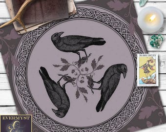 Altar Cloth | Celtic Triple Raven Tarot Mat  , Morrigan Alter Cloth