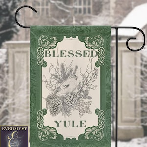 Yule Garden Flag Nature Pagan Witch Winter Solstice Decoration