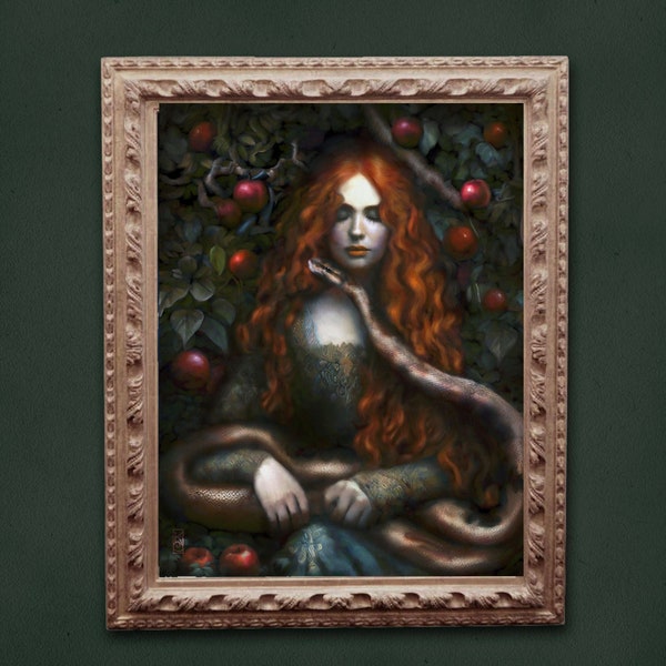Goddess Lilith Art Print - Mythic Fantasy Witch Painting Wall Decor