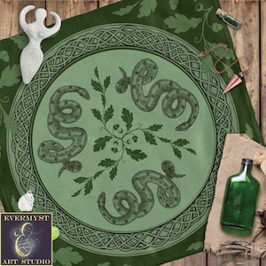Celtic Snake Altar Cloth - Wiccan Pagan Decor with snake Design