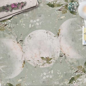 Altar Cloth, Tarot Cloth, Green Triple Moon Spring Beltane Wicca Witch Pagan Decor Tarot Mat