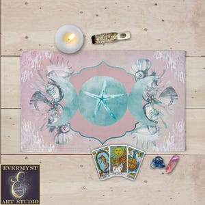 Altar Cloth Sea Ocean Theme Sea Witch Tarot Cloth Mat Triple Moon