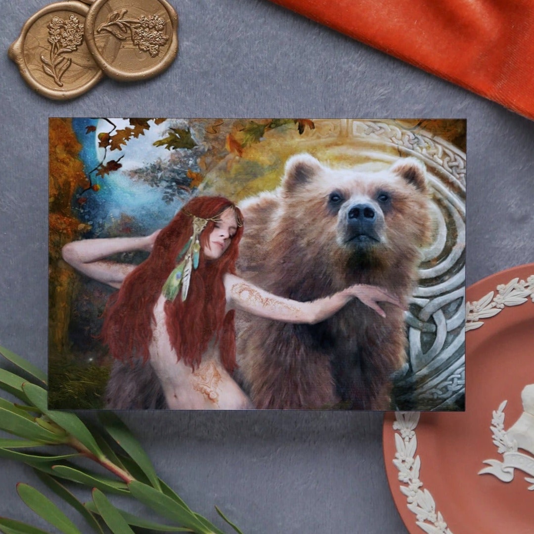 Celtic Goddess Artio Greeting Card Gaelic Fantasy Nature Goddess Blank ...