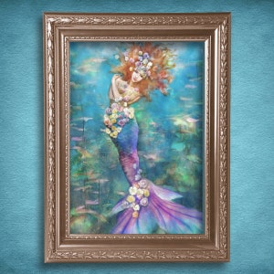 Mermaid Art, Mermaid Decor, Mermaid Wall Art, Mermaid Print, Mermaid Painting, Mermaid Print