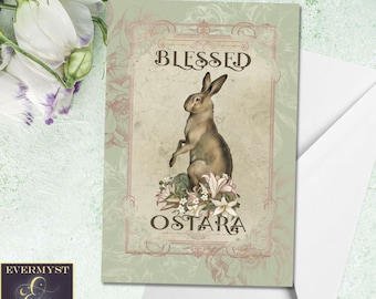 Blessed Ostara Greeeting Card Easter Spring Equinox Pagan Witch Sabbat Ostara Blank Notecard