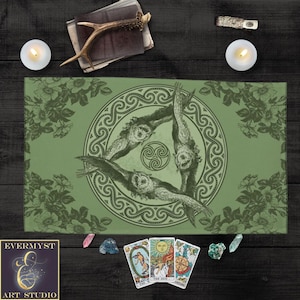 Tapete de altar con búho para lectura de tarot, decoración pagana para el altar de brujas y wicca