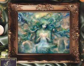 Danu Celtic Goddess Art Print, Mythic Goddess Painting