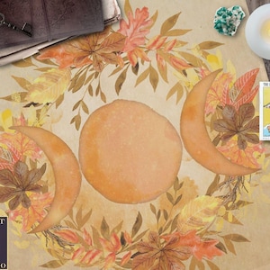 Tovaglietta da tavola autunnale Triple Moon – Tappetino tessile wiccan Harvest Glow