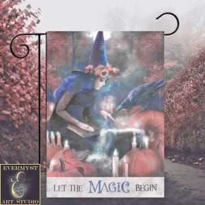 Pumpkin Magic Witch Garden Yard Flag Samhain Witchy Halloween Decoration