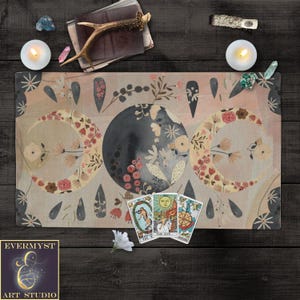 Altar Cloth - Tarot Cloth - Boho Celestial Sun Moon Stars Flowers Fun Whimsical Altar Cloth
