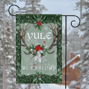 Festive Yule Garden Flag, Winter Solstice Flag