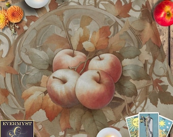 Fall Mabon Altar Cloth with Apples Design - Samhain Nature Tarot Mat