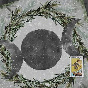 Yule Snow Moon Altar Cloth Tarot Cloth Winter Solstice