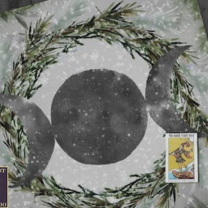 Yule Snow Moon Altar Cloth Tarot Cloth Winter Solstice