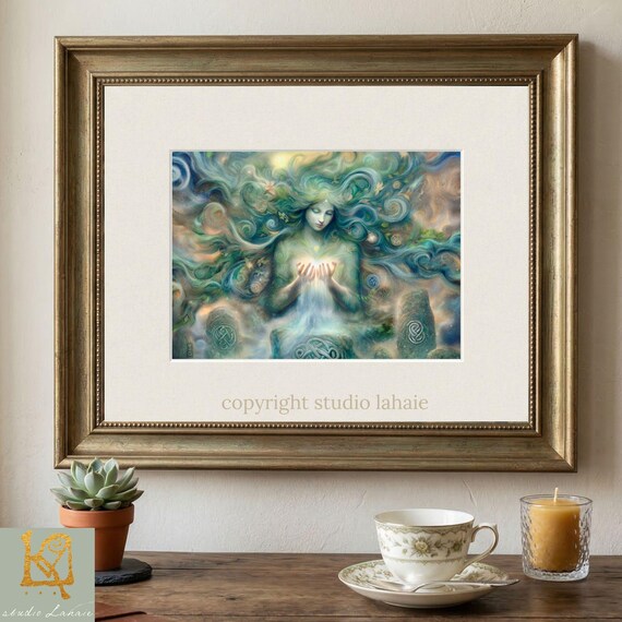 Danu Celtic Goddess Art Print, Mythic Goddess Painting