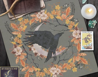 Raven Altartuch | Stimmungsvoller botanisches Tarot Textil