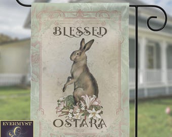 Ostara Garden Flag Rabbit Hare Decorative Spring Pagan Wicca Outdoor Sign Decoration