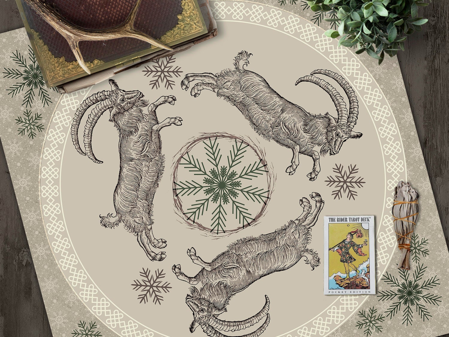 Yule Decor Yule Goat Altar Cloth Yule Goat Tarot Cloth Yule Etsy