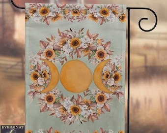 Sunflower Triple Moon Garden Flag - Pagan Lughnasadh Decor