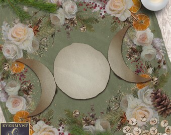 Yule Altar Cloth, Triple Moon Tarot Mat