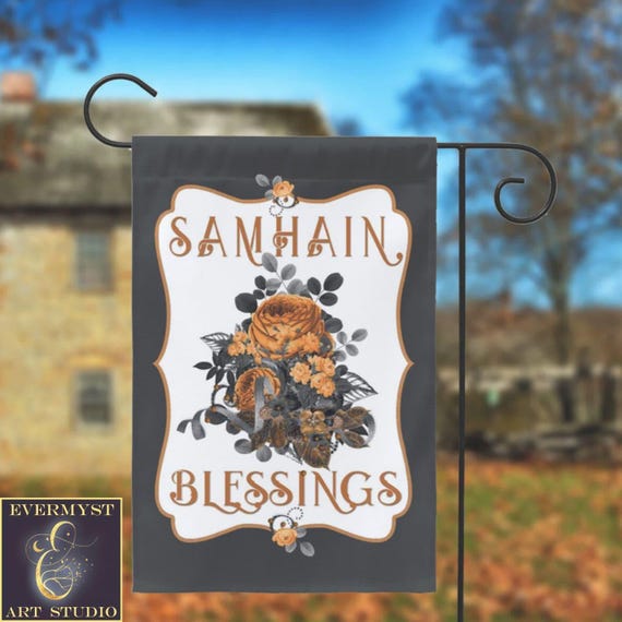 Samhain Garden Flag - Witch Pagan Decor Autumn Banner - Durable Weatherproof Fabric, Seasonal Yard Art