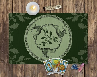 Celtic Stag Altar Tarot Cloth Mat Display Table Deer Buck Green Nature