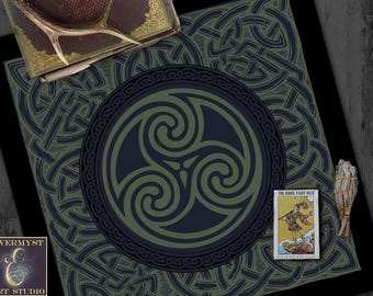 Altar Cloth | Celtic Dark Triskelion Decorative Textile Decor