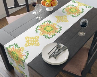 Celtic Sun Table Runner | Summer Celestial Cottage Table Textile Decor