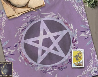 Pentacle Altar Cloth for Tarot | Pagan Protection Decorative Cloth | Witch Textile