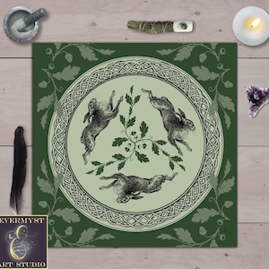 Celtic Hare Tarot Cloth, Celtic Design, Wicca Altar, Pagan Altar, Witch Altar, Ritual Altar Cloth, Pagan Decor, Celtic Cloth, Rabbit