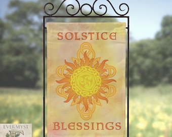 Summer Solstice Blessings Garden Flag, Celtic Sun Yard Banner